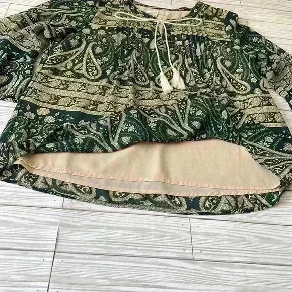 Anthropologie Skies are Blue boho print flowy peasant bell sleeve top - Picture 4 of 7